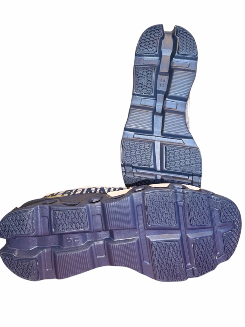 Mens On Running White Shoes with Navy and Gold Details - Picture 5 of 6